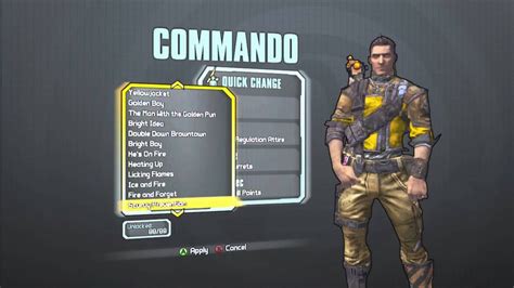 Borderlands 2 All Skins And Heads For The Commandoaxton Youtube