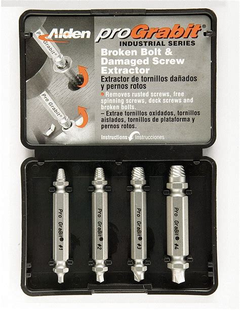 Alden 8440P Grabit Pro Broken Bolt Damaged Screw Extractor 4 Piece