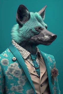 A Man In A Suit With A Wolf Head On His Lapel And The Jacket Has