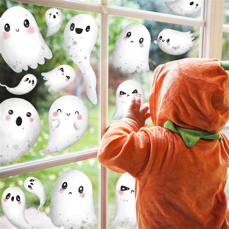 Amazon AnyDesign 9 Sheet Halloween Window Clings Cute Watercolor