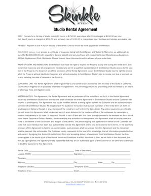 Fillable Online Rental Agreement Pdf Skinkle Studio Fax Email Print