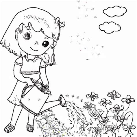 Encantadores Desenhos De Menina Regador Para Colorir