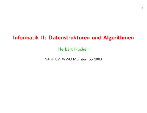 Informatik Ii Datenstrukturen Und Algorithmen