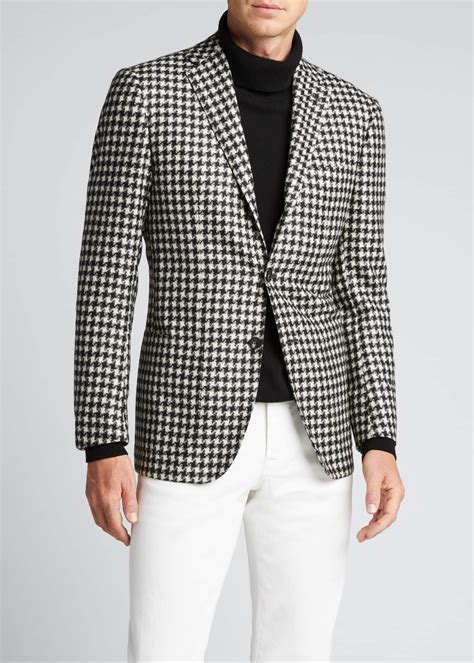 Kiton Mens Cashmere Houndstooth Sport Jacket Bergdorf Goodman