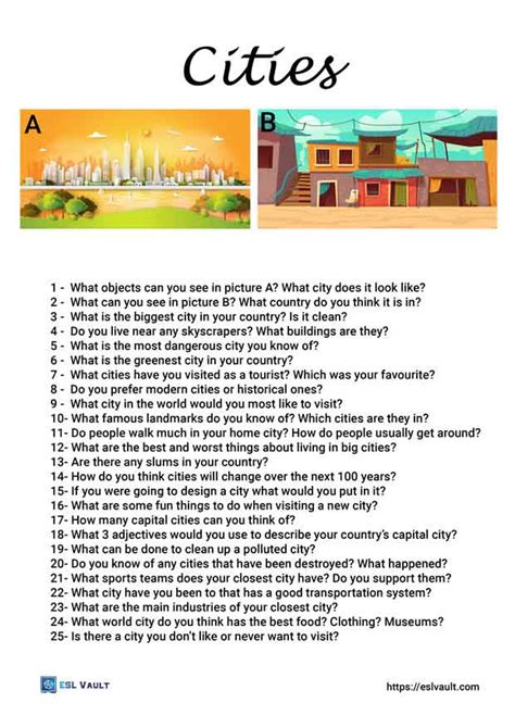 25 Cities Conversation Questions Esl Vault