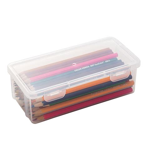 Ozmmyan Stackable Translucent Plastic Pencil Box Extra Large Capacity