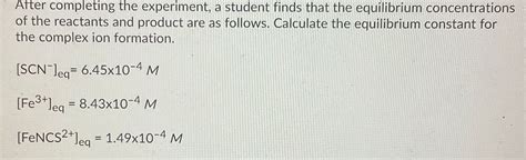 Answered E Equilibrium Constant Bartleby