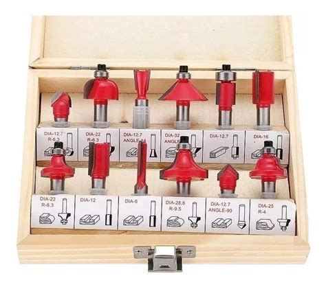 Set 12 Pcs Fresas Para Madera Router Tupi Frezadora Ruhlmann Mecano