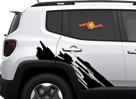 Jeep Renegade 2015 2016 2017 Blackout Vinyl Hood Decal Mountains Style 2