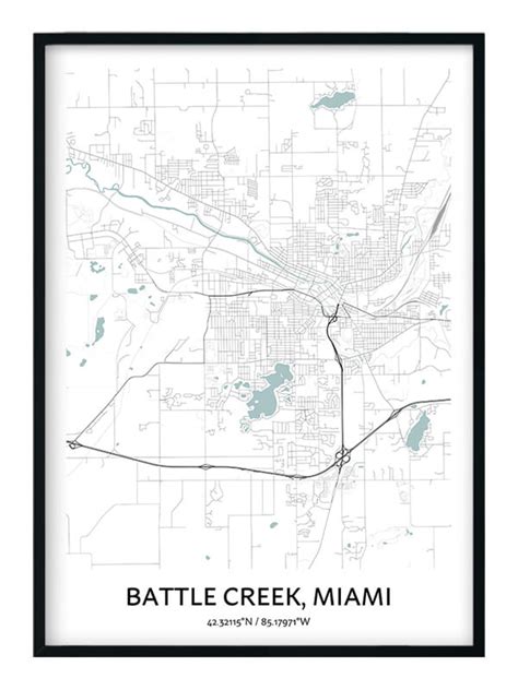 Battle Creek Map Poster Your City Map Art Positive Prints