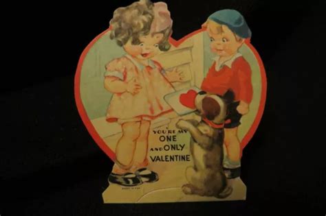 Vintage Boston Terrier Valentine Card C 1940s Twelvetrees Valentine