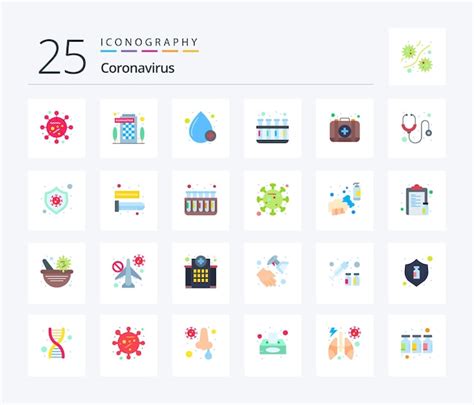 Paquete De Iconos De Color Plano Coronavirus 25 Que Incluye Prueba De
