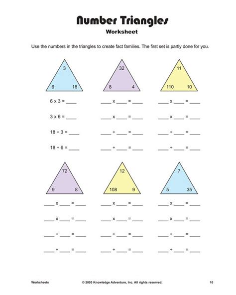 Multiplication And Division Triangles Worksheets Free Printable