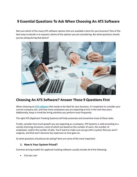 Ppt Essential Questions To Ask When Choosing An Ats Software