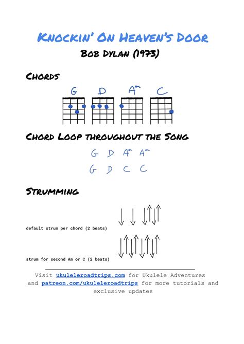 Knockin On Heavens Door Ukulele Tutorial With Tabs Bob Dylan — Ukulele Road Trips