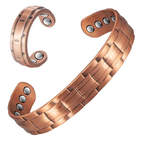 Wollet Magnetic Copper Bracelet And Ring For Women Men Copper Bracelet