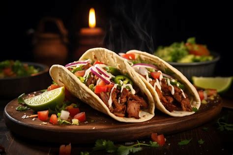 Premium Photo Taco With Meat And Vegetable Traditional Mexican Fast