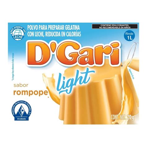 Polvo Para Preparar Gelatina Dgari De Leche Light Sabor Rompope G