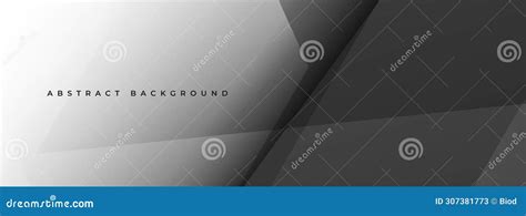 Grey Modern Abstract Wide Banner With Lines And Geometric Shapes Dark