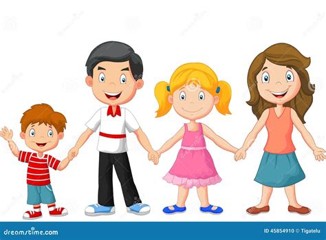 Happy Family Cartoon Holding Hands Stock Vector - Image: 45854910