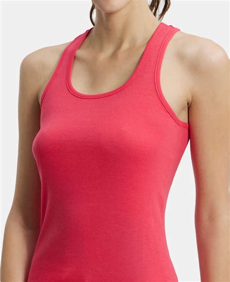 Buy Super Combed Cotton Rib Fabric Slim Fit Solid Racerback Styled Tank