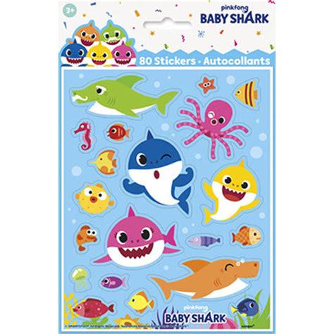 unique Baby Shark Stickers - 4 sheets - Party Adventure