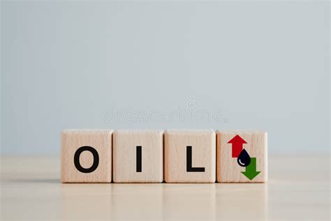 Petroleum Symbol on Wooden Block with Arrow Up and Down. Oil Price ...