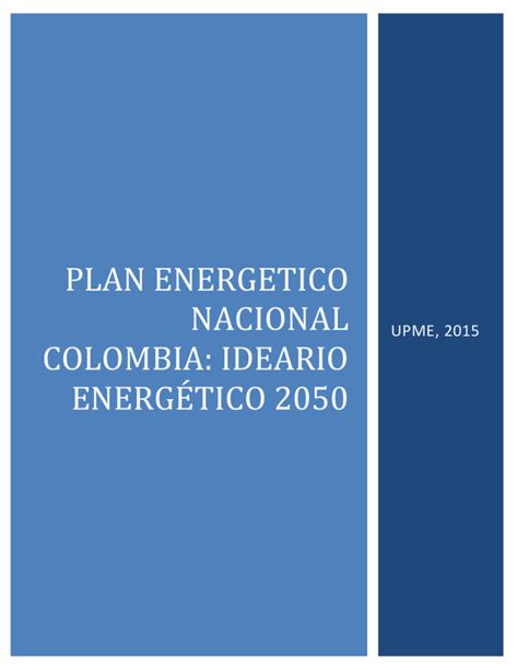 Plan Energetico Nacional Colombia Ideario Energ Tico