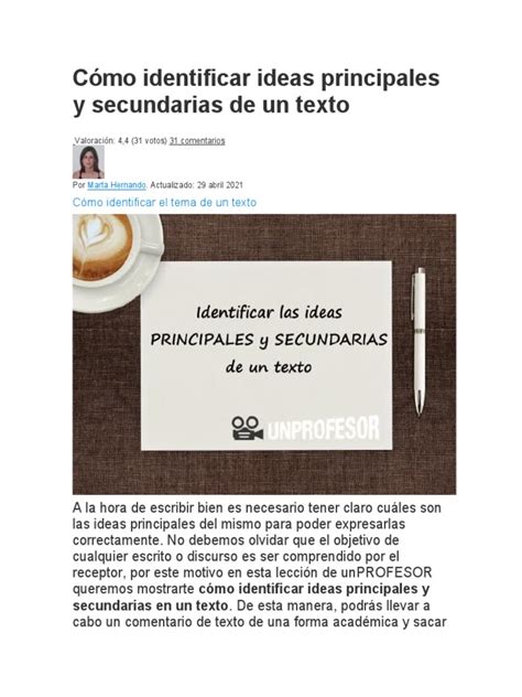 Cómo Identificar Ideas Principales Y Secundarias De Un Texto Pdf Comunicación Comprensión