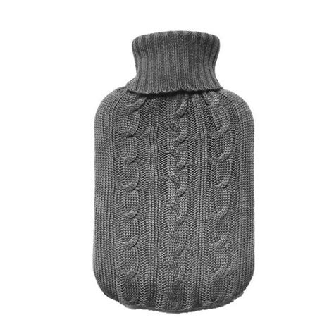 Hot Water Bottle Knitted Cover Grey Knitted Insulator Hot Water Bag