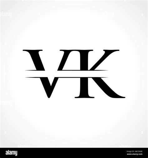 Creative Letter VK Logo Vector Template With Black Color VK Logo