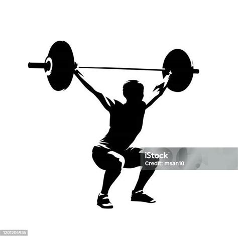 Weightlifting Squats Strong Woman Litfs Big Barbell Isolated Vector