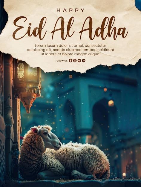 Modèle d affiche de l Aïd al Adha avec un fond de mouton avec un fonds