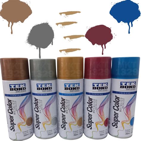 Tinta Spray Super Color Met Lico Tekbond Todas As Cores Escorrega O