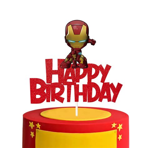 Buy Red Glitter Baby Iron Man Happy Birthday Cake Topper Iron Man Cake