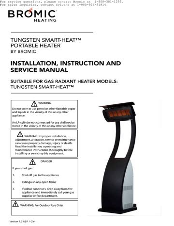 Bromic Heating Tungsten Smart-Heat Installation, Instruction And Service Manual | Manualzz