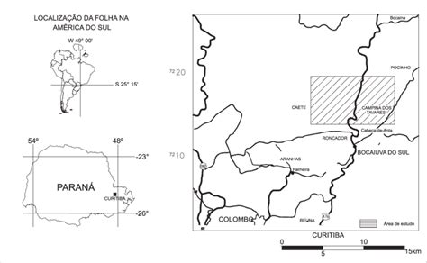 Mapa esquemático de localização da área estudada Schematic map of