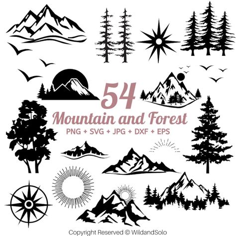 54 Mountain And Forest Svg Bundle Mountain Svg Clipart Mountain And