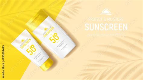 Sunscreen Ad Banner Template Banner With Tube And Jar Of Sunscreen On