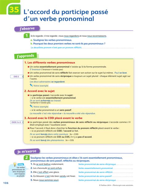 L Accord Du Participe Pass D Un Verbe Pronominal