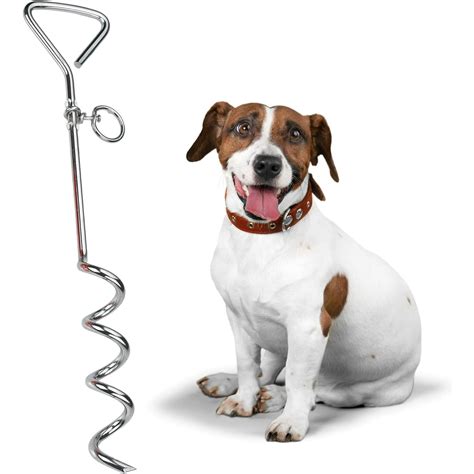 16" Dog Tie Out Chains for Outside, Chrome Heavy Duty Dog Tie, Out
