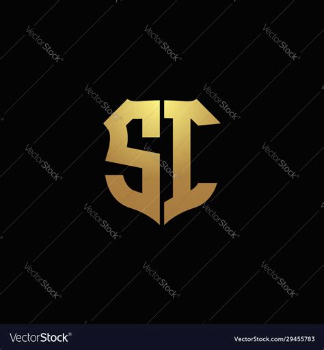 Si Logo Monogram With Gold Colors And Shield Vector Image