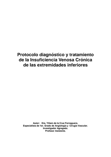 SOLUTION Protocolo Diagn Stico Y Terap Utico De La Ivc Studypool