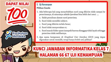 Kunci Jawaban Informatika Kelas 7 Halaman 66 67 Uji Kemampuan Kurikulum Merdeka Youtube