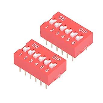 Uxcell 2 Pcs Red DIP Switch Horizontal 1 6 Positions 2 54mm Pitch For