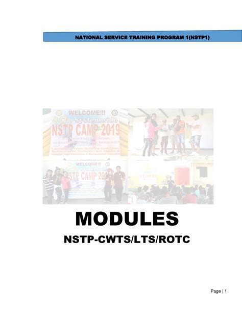 Nstp1 Common Module Nstp Page 1 Modules Nstp Cwtsltsrotc National Service Training