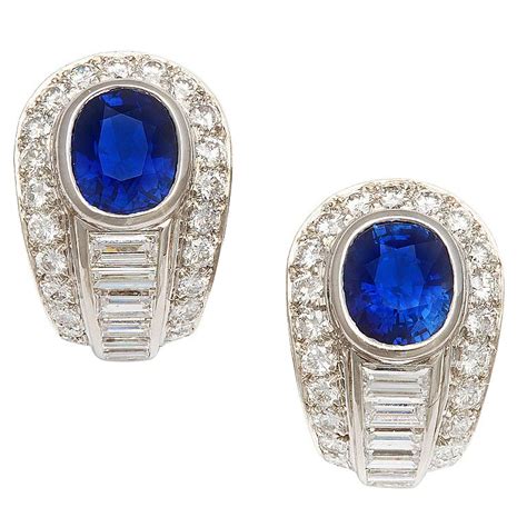 Cartier London Sapphire Diamond Earrings At 1stdibs