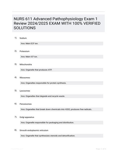 NURS 611 Advanced Pathophysiology Exam 1 Review 2024 2025 EXAM WITH 100