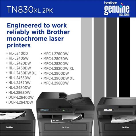 Brother Genuine TN830XL 2PK High Yield Black Toner Cartridge Twin Pack