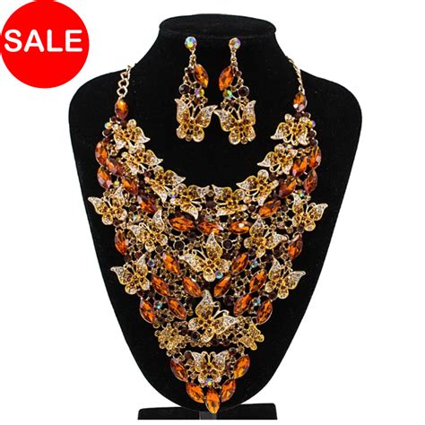 Cacare Luxury Vintage Jewelry Set Necklace Earrings Maxi Women Big